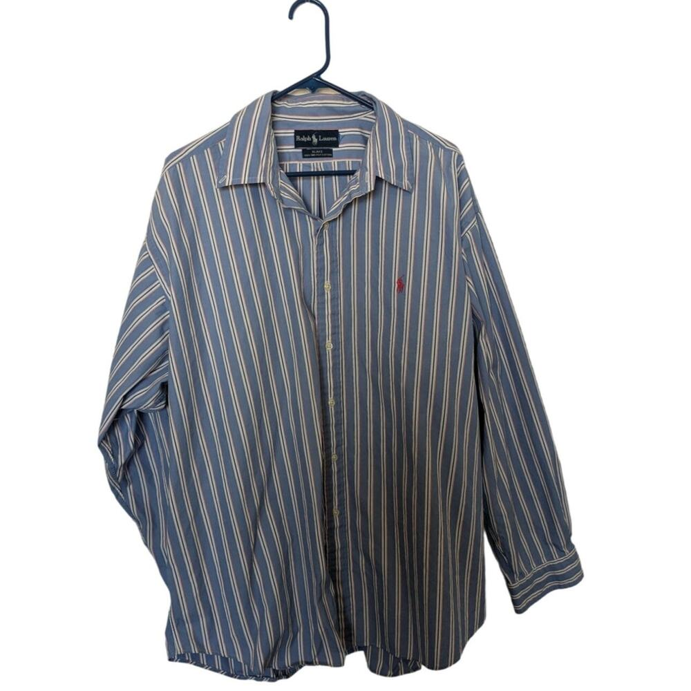 Ralph Lauren Dress Shirt size 17/36‎ collar 17 pin stripe two ply cotton
